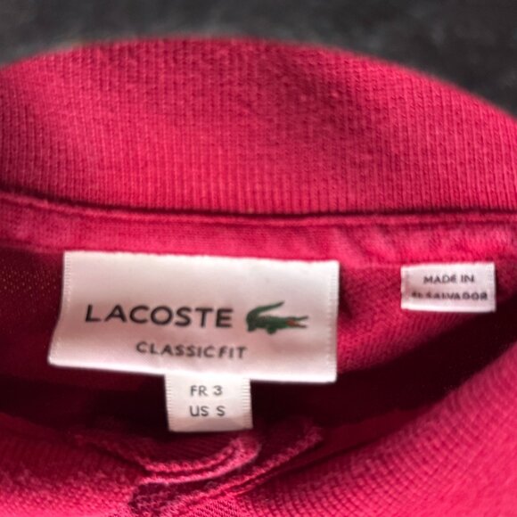 Lacoste Classic Fit Polo Shirt | Maroon Red | Size Small (US) - Picture 5 of 5